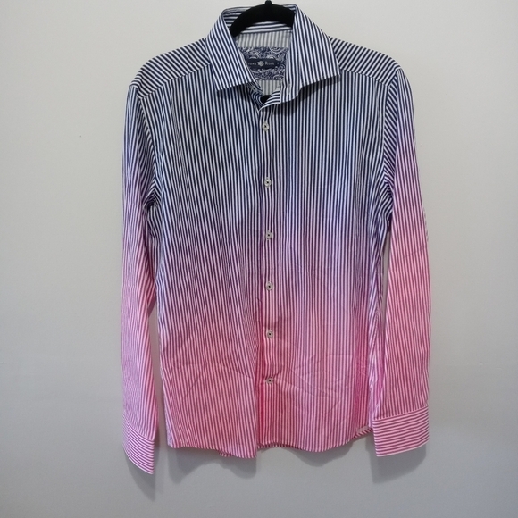 Stone Rose Ombre Striped Button Down Shirt Size 2 - Picture 9 of 9